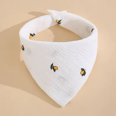 Cross-border baby drool towel type A four-layer crepe cartoon snap feeding bib baby triangle towel newborn feeding bib - 11