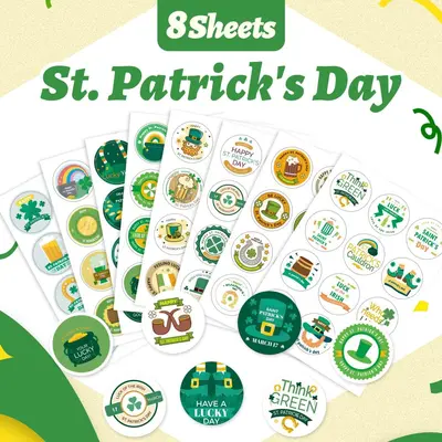 St. Patrick's Day Green Hat Stickers, Round Decorative Envelope Seals - 2