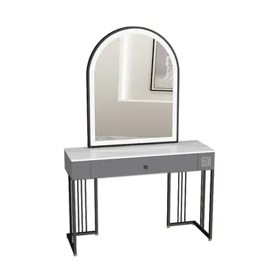 Cream-Style Studio Makeup Vanity Table with Lights - 10
