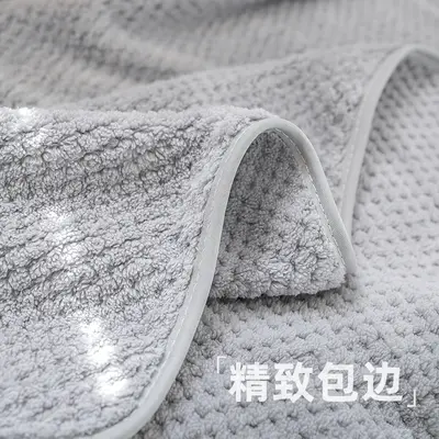 Bathroom towel coral velvet thickened pineapple grid towel bathroom towel water-absorbent quick-drying household adult thickened bathroom towel - 4