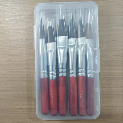 6 Parça Naylon Fırça Seti, Akrilik ve Yağlı Boya - 10