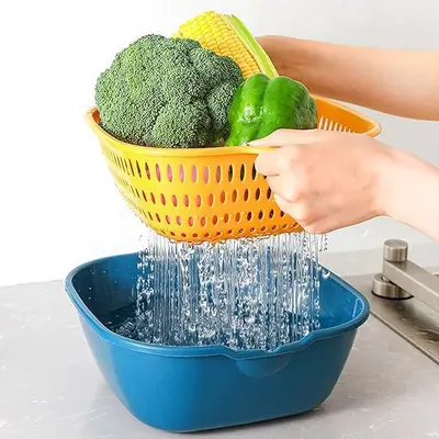 塑料双层洗菜盆沥水篮子厨房多功能客厅家用水果盘洗水果菜篮子