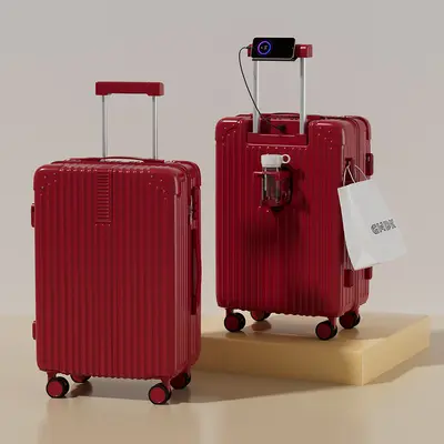 Silent universal wheeled new style double suitcase, 20 inch carry-on luggage, large capacity wheeled bag, coded 26 inch wedding suitcase. - 7