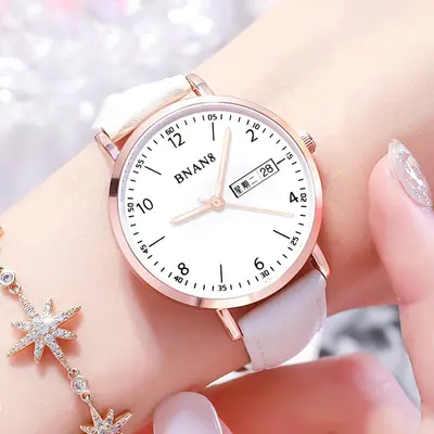 Student watch, mechanical, genuine leather strap