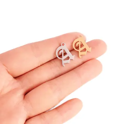 Paslanmaz Çelik A-Z Gotik Harf Kolye Ucu, 18K Altın Kaplama, DIY Takı - 3