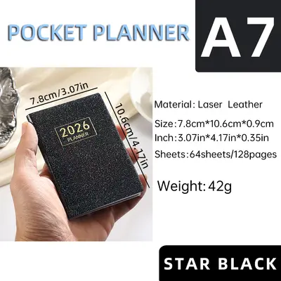 2027 A7 English Planner Notebook with Laser Cover, Mini Daily Planner - 9