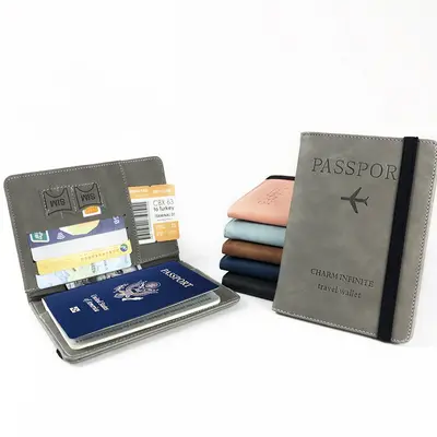 Cross-border dot color-changing PU leather skin-feel multi-color strap passport cover luggage tag set multifunctional passport holder bag