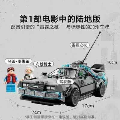Zurück in die Zukunft DeLorean Zeitmaschine Bausatz, Lego-kompatibel