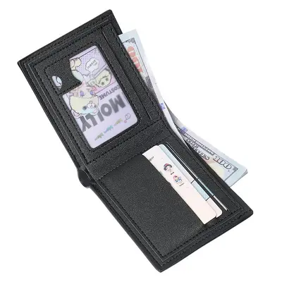 Men's Short Wallet, Plaid Pattern, Soft, Multi-Card Slots, Large Capacity - 3