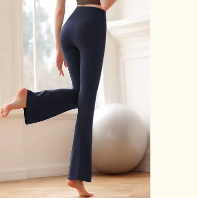 Women's Waist-Cinching Flared Yoga Pants, High Elasticity - 9