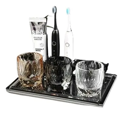 Diamond Design Toothbrush Holder Bathroom Storage Set - 6