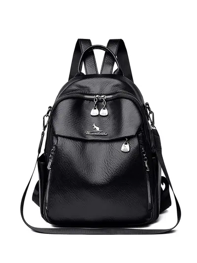 Women's Retro PU Soft Leather Backpack for Commuting - 5