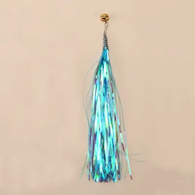 Cat Teaser Wand Replacement Head with Crinkle Paper, Bell and Colorful Tassels - 8