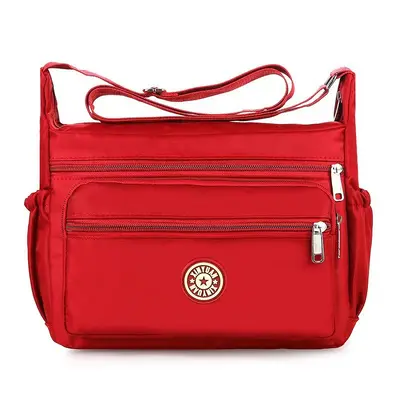 Small Square Printed Canvas Crossbody Bag with Oxford Fabric Details - 4