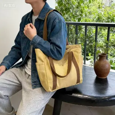 Thickened Canvas Tote Bag Large Capacity Shoulder Bag High-End Versatile Literary Student Book Commuter Bag - 4
