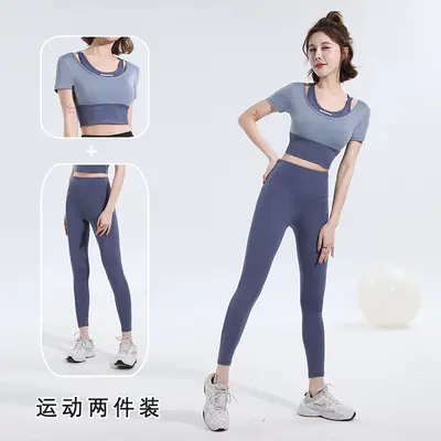 Universal size yoga pants women high waist pilates fitness set - 9