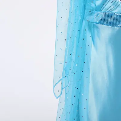 Elsa Sequin Long Sleeve Kids Frozen Princess Dress with Bead Cape