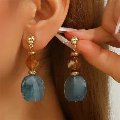 Transparent Acrylic Pendant Earrings, French Style, Trendy Design