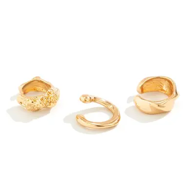 Non-Piercing Metal Pleated Ear Clips for Women, Geometric Design