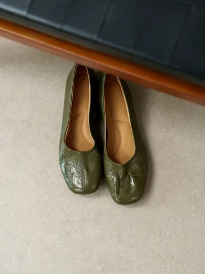 Women's Sheepskin Ballet Flats, French Retro Style, Comfortable - 10