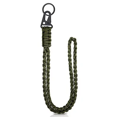 Heavy-Duty Braided Paracord Neck Lanyard Keychain for Outdoor Use - 8