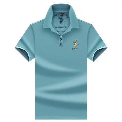 Men's Short Sleeve Pure Cotton Solid Color Polo Shirt - 10