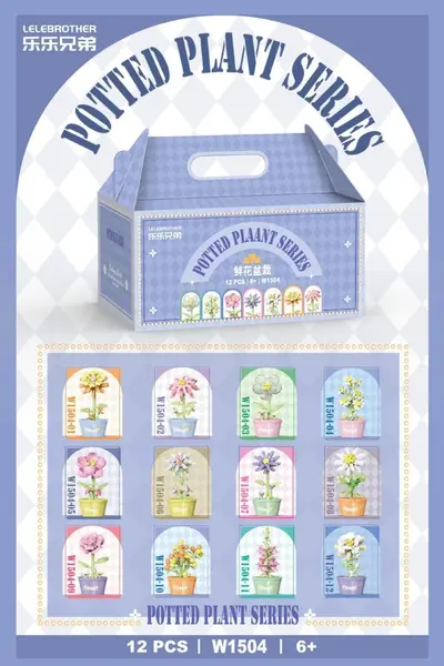 Preserved Flower Building Blocks with Succulent Pot Ornament for Girls - 8