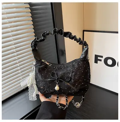 Pleated Chain Crossbody Bag for Women, Single Shoulder, Casual and Commuter - 7