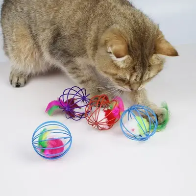 逗猫棒猫玩具笼中鼠自嗨解闷耐咬小老鼠耐抓彩色工厂批发现货