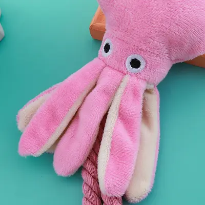 Squeaky Cotton Rope Octopus Dog Toy, Teeth Cleaning, Bite-Resistant - 5