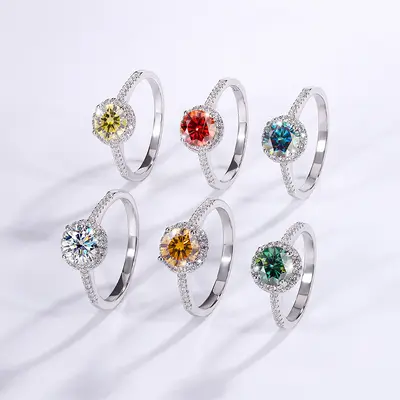 S925 Sterling Silver Moissanite Ring, 1 Carat, Round Cut