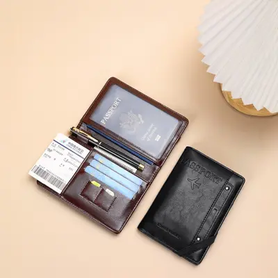 2026 new model RFID anti-theft passport travel multi-functional ticket holder retro document bag large capacity multi-card passport holder