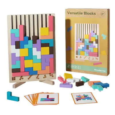 3D-Tetris-Steckpuzzle aus Buchenholz, Holzspielzeug für Babys