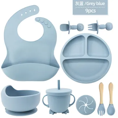 Baby Silicone Bib Suction Bowl Fork Spoon Feeding Set 6 Months+ - 11