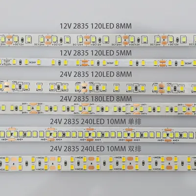 LED şerit ışık kendinden yapışkanlı 24V yüksek parlaklık düşük voltaj ortam tam spektrum 120 led 8mm 2835 lineer ışık şeridi toptan