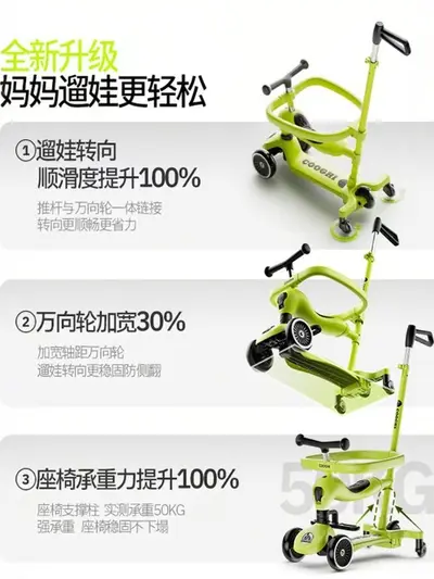 Children's Kick Scooter Ages 1-6, 2/3/4/6-in-1, Universal Wheels, Sit-and-Scoot