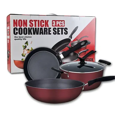 Maifanite Nonstick Pot Set with Wood-Grain Handle - 12