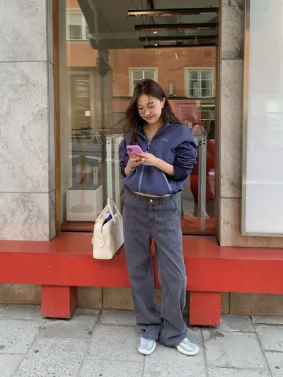现tan*at条纹长袖T恤/口袋休闲工装裤韩国设计师女装韩系时髦套装