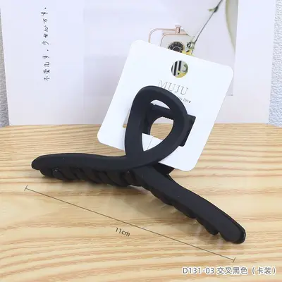 Card mounted high-quality rubber paint large grip simple brown hair clip barcode hair accessory back of head shark clip - 9