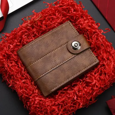 Short Men's Horizontal Wallet, Magnetic Snap Closure, Multi-Card Slots - 8