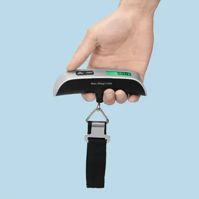 Tragbare elektronische Waage, präzise tragbare elektronische Waage, tragbare Waage 50 kg, Küchenschmuckwage für Lebensmittel, Gepäckwaage, Federwaage.