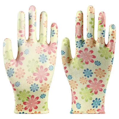 Non-Slip PU-Coated Palm Work Gloves with Dipped Rubber - 13