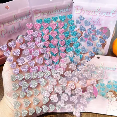 Hydrocolloid Heart-Shaped Acne Patches, Gentle, with Glitter