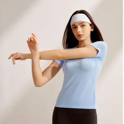 Women's Short Sleeve Pilates Yoga Training Top Quick-Dry Fitness Wear - 3