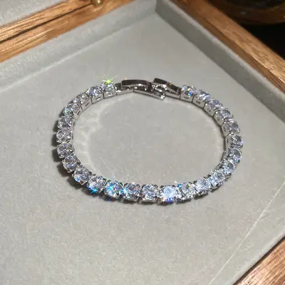 Zirconia Square Clasp Bracelet, Elegant Women's Jewelry - 10