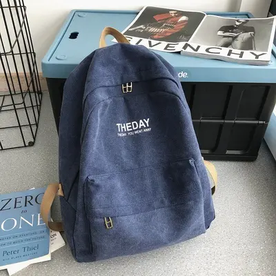 Men's Canvas Backpack, Solid Colour, Hong Kong Style, Large Capacity - 11