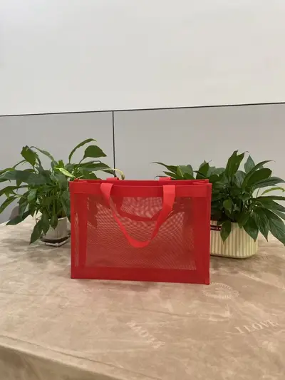 Large capacity transparent nylon mesh shopping bag in stock, travel beach storage bag, zipper bag. - 8