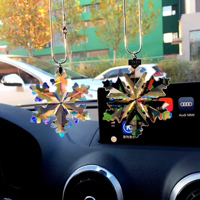 Crystal snowflake car ornament, hanging car decoration