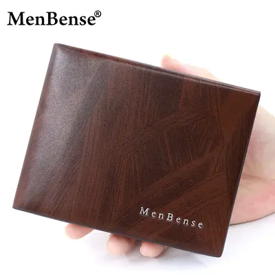 Men's Short Leather Wallet, Horizontal, Tri-Fold, Hidden Hinge - 4