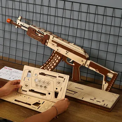 Ahşap oyuncak tüfek modeli AK12 yapboz - eğitici blok seti
